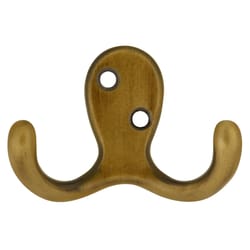 Hickory Hardware Medium Antique Brass Zinc 2 in. L Double Hook 1 pk