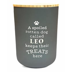 Dog Accessories Black Leo Melamine Treat Canister For Dogs