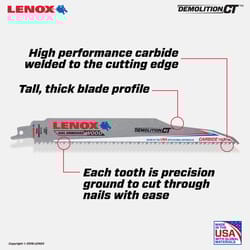 Lenox Demolition CT 9 in. Carbide Tipped Reciprocating Saw Blade 6 TPI 1 pc