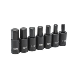 Crescent Assorted Sizes X 1/2 in. drive SAE 6 Point Hex Bit Socket Set 7 pc