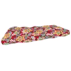 Jordan Manufacturing Red Floral Polyester Wicker Settee Cushion