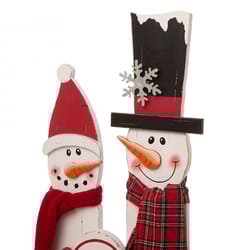 Glitzhome Multicolored Snowman Family Porch Sign 35.43 in.