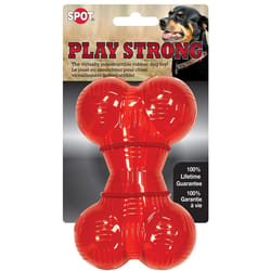 Spot Play Strong Red Solid TPR Rubber Bone 1 pk