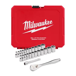 Milwaukee 1/4 in. drive Metric and SAE 25 Piece Mechanics Ratchet and Socket Set 90 teeth