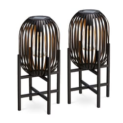 Glitzhome Black Edison Solar Lantern