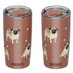 Serengeti 20 oz Brown BPA Free Pug Insulated Tumbler