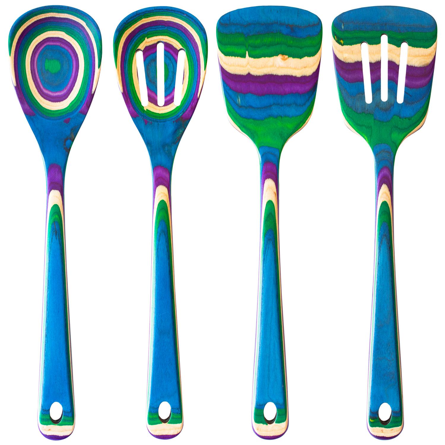 Totally Bamboo Baltique Multicolored Birch Wood Utensil Set Sansujyuku sansujyuku.com