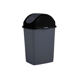 Superio Brand 10 L Black/Gray Plastic Slim Swing Trash Can