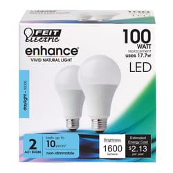 Feit Enhance A21 E26 (Medium) LED Bulb Daylight 100 Watt Equivalence 2 pk