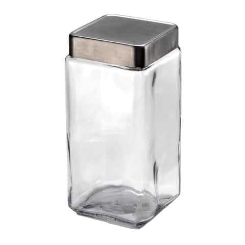 2 Quart Anchor Square Jar with Glass Lid | 4 Pack