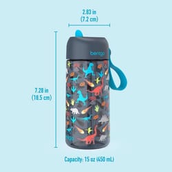 Bentgo 15 oz Dinosaur Multicolored BPA Free Bottle with Straw Cap