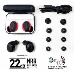Plugfones Sovereign Duo 22 dB Nylon/Silicone/Soft Foam True Wireless Earplugs Black/Red 2 pair