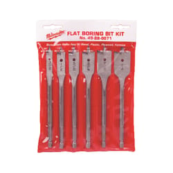 Milwaukee 6 in. L High Carbon Steel Universal Set Flat Boring Bit Hex Shank 6 pc