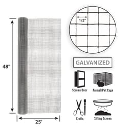 Garden Craft 48 in. H X 25 ft. L Galvanized Steel Hardware Cloth 1/2 in.