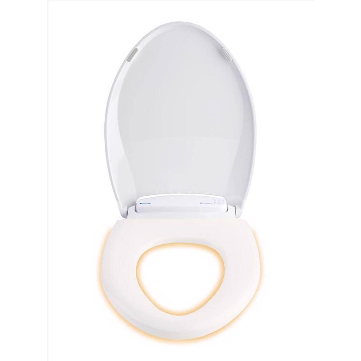 Brondell LumaWarm Slow Close Round White Plastic Night Light Toilet Seat