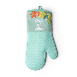 Krumbs Kitchen Homemade Happiness Teal Cook Eat Gather Silicone Oven Mitt