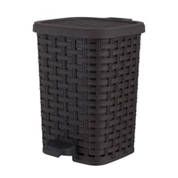 Superio Brand 6 qt Brown Plastic Wicker Step Trash Can