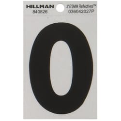 HILLMAN 3 in. Reflective Black Vinyl Self-Adhesive Letter O 1 pc