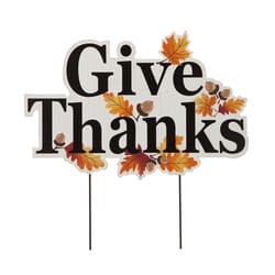 Glitzhome Multicolored Iron/MDF 24 in. H X 24 in. L X 0.6 in. W Give Thanks Yard Stake