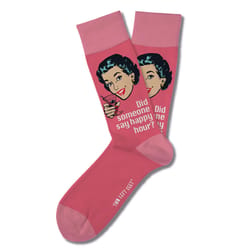 Two Left Feet Unisex Say Happy Hour S/M Novelty Socks Pink