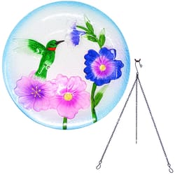 Songbird Essentials Multicolored Glass 12.99 in. Hummingbird Bird Bath