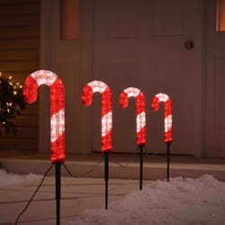 Celebrations Blue LED Red/White Cane Candy 12 in. Pathway Decor