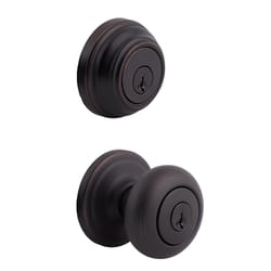 Kwikset SmartKey Juno Venetian Bronze Knob and Single Cylinder Deadbolt KW1 1-3/4 in.