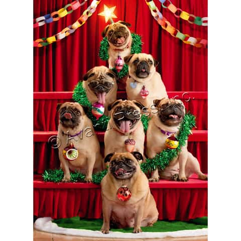 Avanti Press Pug Christmas Tree Greeting Card Paper 4 pc - Ace