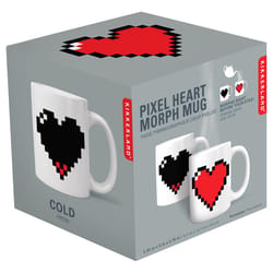 Kikkerland 11 oz White BPA Free Pixel Heart Mug