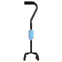 Carex Health Brands Black Offset Quad Cane Aluminum/Plastic 37 in. H X 6 in. L