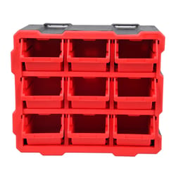 Ace 6.73 in. W X 12.6 in. H X 6.75 in. D Storage Bin Plastic 9 compartments Black/Red