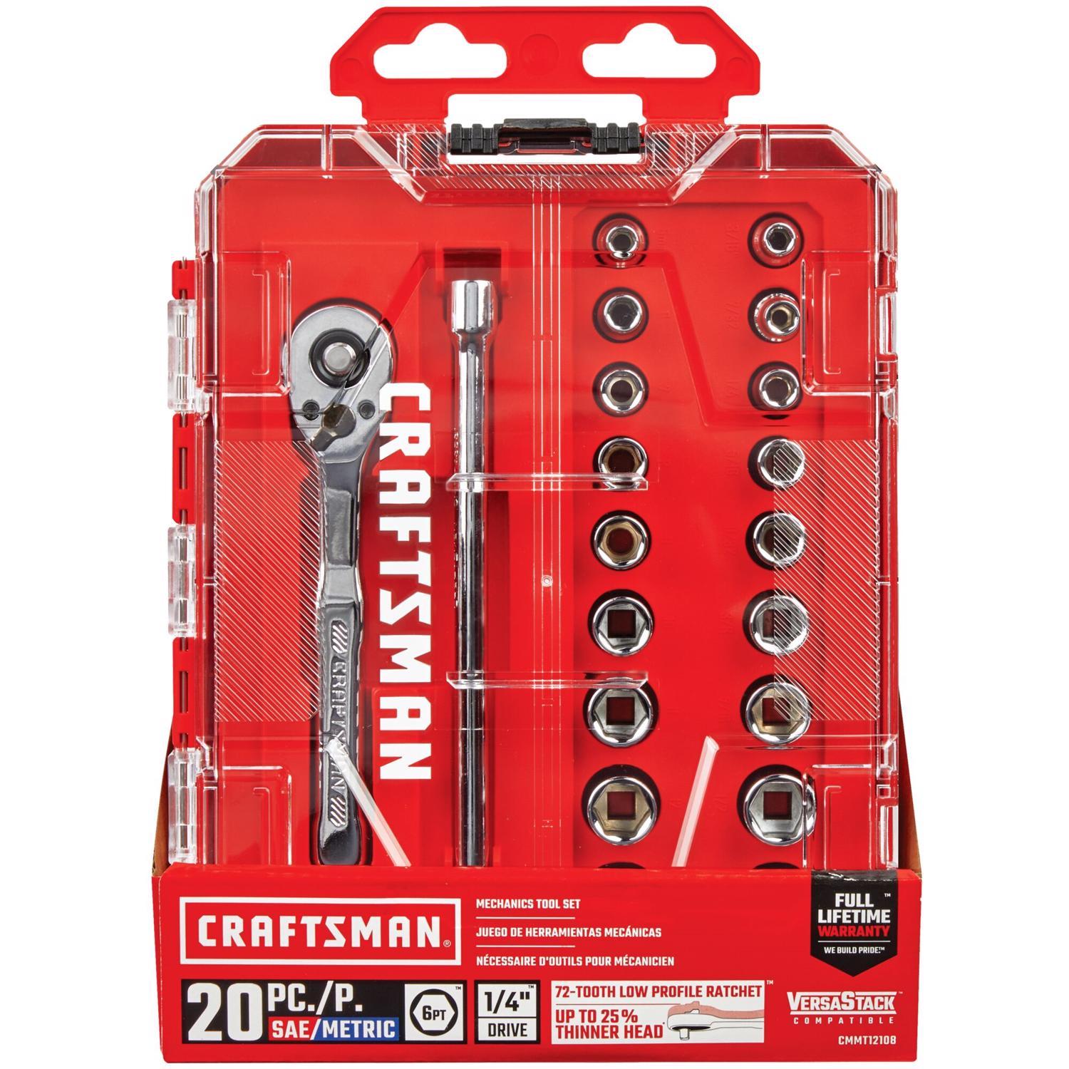 ラッチマンセット Craftsman 1/4 in. drive Metric and SAE 6 Point Socket and