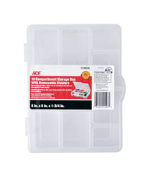 Ace 6 in. W X 1-3/4 in. H Tool Storage Bin Plastic 10 compartments Clear