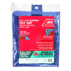 Ace 8 ft. W X 10 ft. L Medium Duty Polyethylene Tarp Blue/Brown