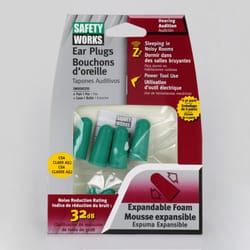 Safety Works 32 dB Soft Foam Earplugs Green 4 pair