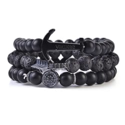 Mad Man Mens Beckett Tribal Black Bracelet Alloy/Stone