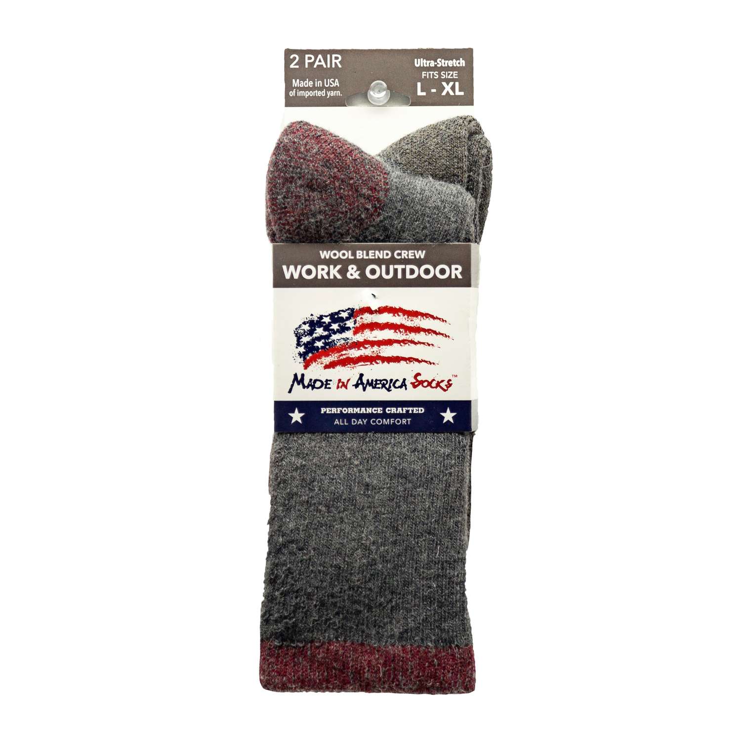 Made In America Socks Men's L/XL Cushion Crew Socks Multicolored Ace