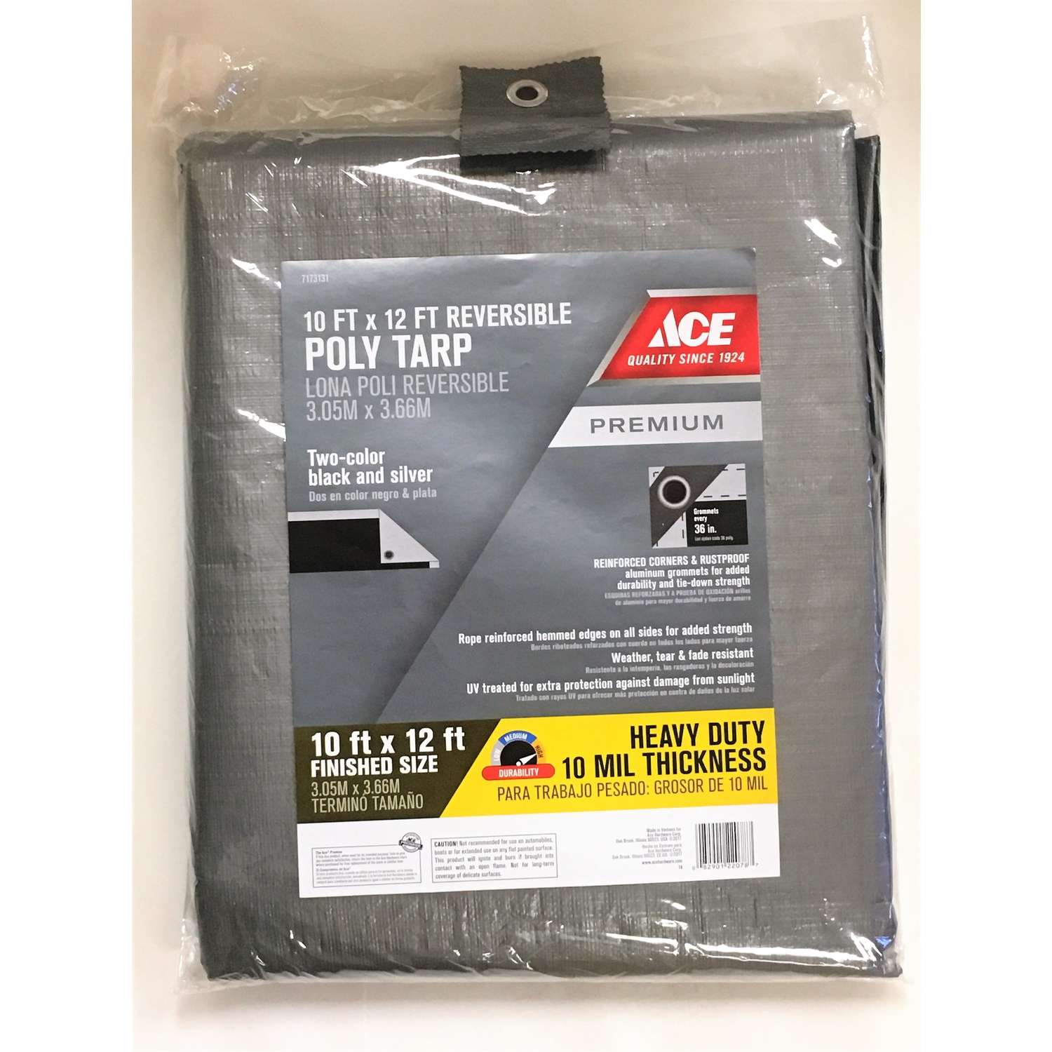 Ace 10 ft. W X 12 ft. L Heavy Duty Polyethylene Tarp Black/Silver Ace