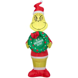 Gemmy Airblown LED Grinch 4 ft. Grinch Holding Wreath Inflatable