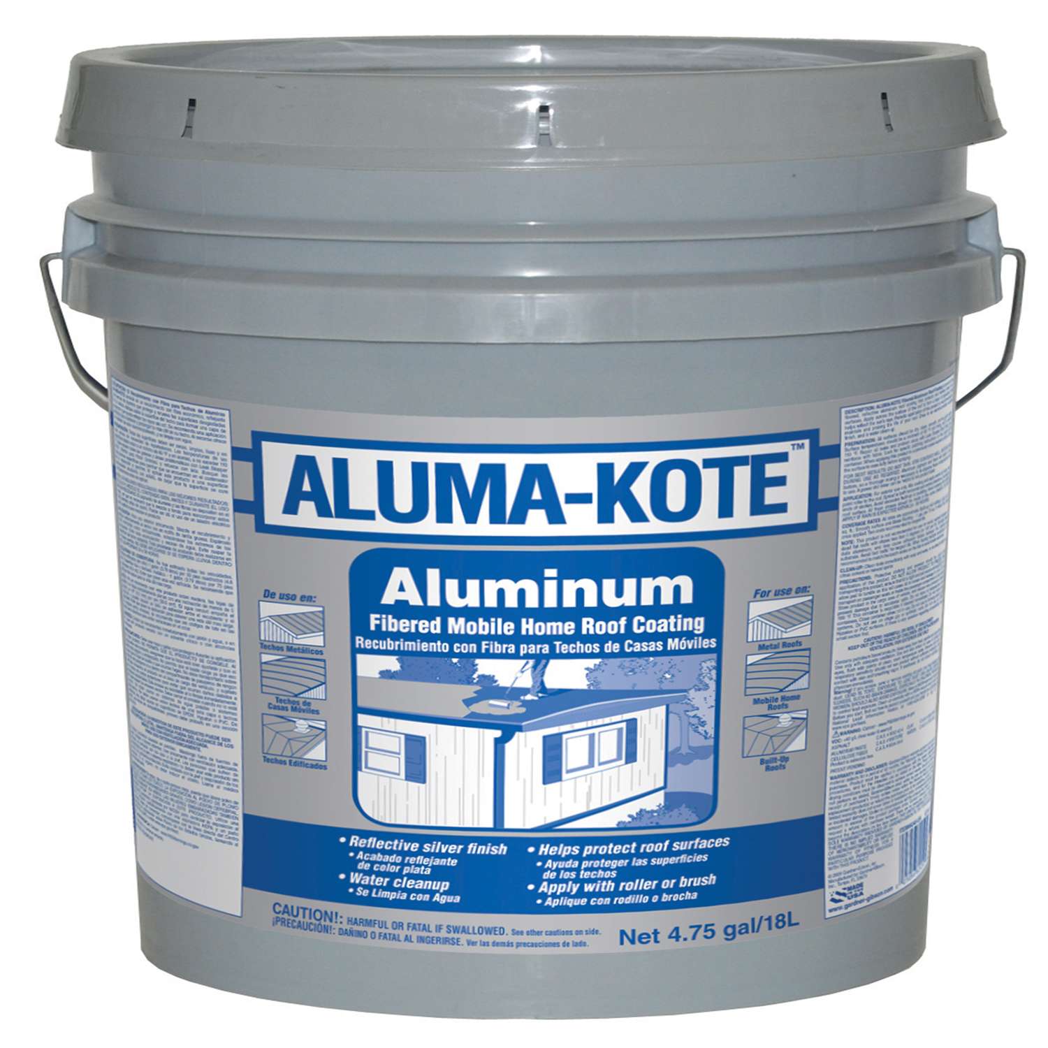 Gardner Aluma-Kote Gloss Silver Fibered Aluminum Roof Coating 5 gal ...