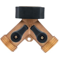 Orbit Brass Threaded 2 Male/1 Female Y-Hose Connector with Shut Offs