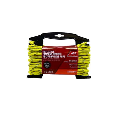 Ace 1/4 in. D X 50 ft. L Yellow Diamond Braided Poly Rope Ace 1/4 in. D X 50 ft. L Yellow Diamond Braided Poly Rope