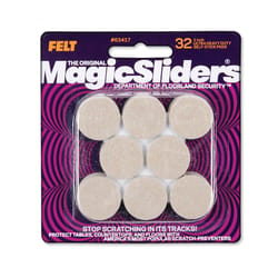 Magic Sliders Felt Self Adhesive Protective Pads Oatmeal Round 1 in. W X 1 in. L 32 pk