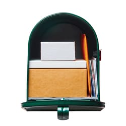 Architectural Mailboxes Elite Classic Galvanized Steel Post Mount Green Mailbox