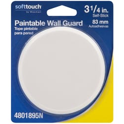 Softtouch Plastic Self Adhesive Paintable Wall Guard White Round 3-1/4 in. W 1 pk