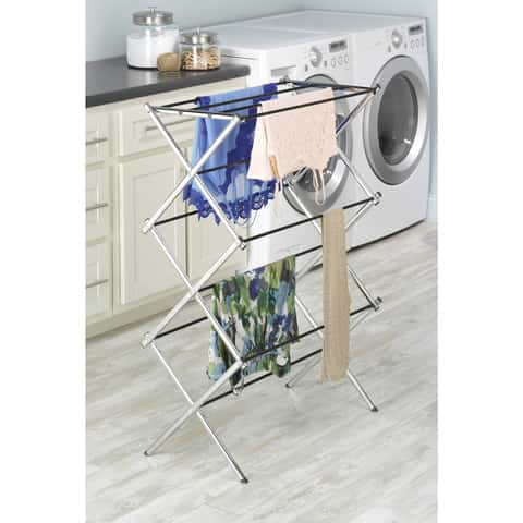 Whitmor 41.8 in. H X 29.5 in. W X 14.5 in. D Metal Accordian Collapsible Clothes Drying Rack