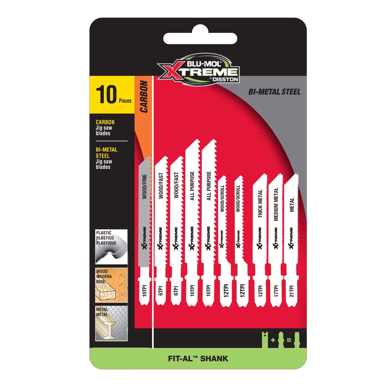 BluMol Xtreme BiMetal Universal Jig Saw Blade Set 10 pc Ace Hardware