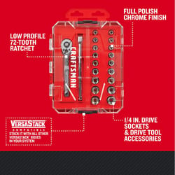 Craftsman 1/4 in. drive Metric and SAE 6 Point Socket and Ratchet Set 20 pc