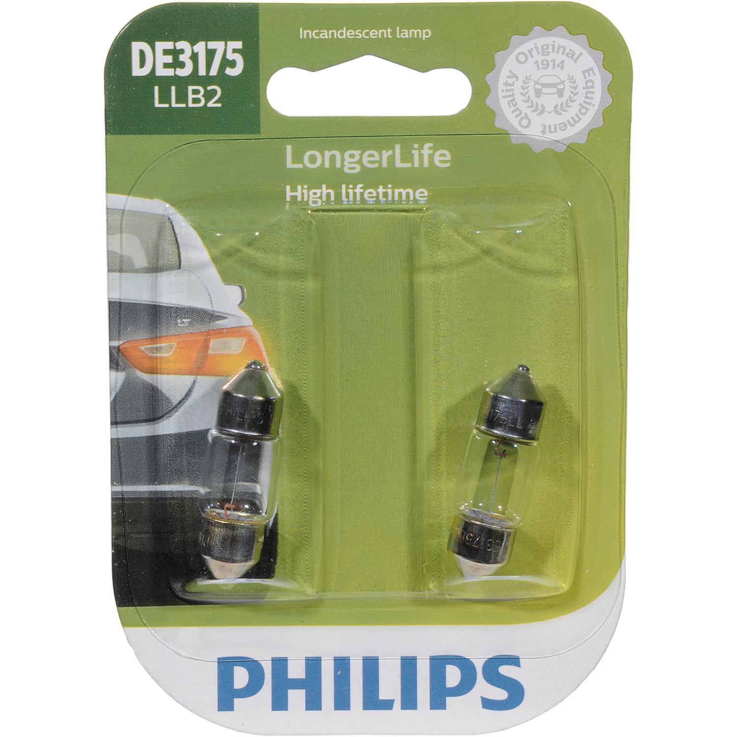 Photos - Light Bulb Philips LongerLife Incandescent Courtesy/Glove/License/Trunk Miniature Automotive Bulb DE3175LLB2 