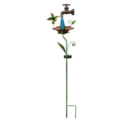 Regal Art & Gift Multicolored Glass/Metal 36 in. H Waterdrop-Hummingbird Solar Garden Stake